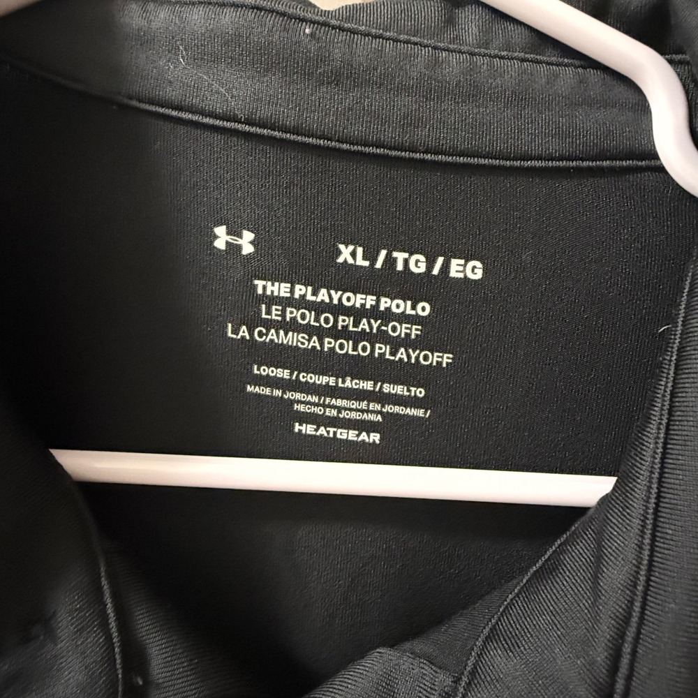 Under Armour Mens The Playoff Polo Shirt XL Black Grey Teal Colorblock HeatGear - Picture 7 of 8